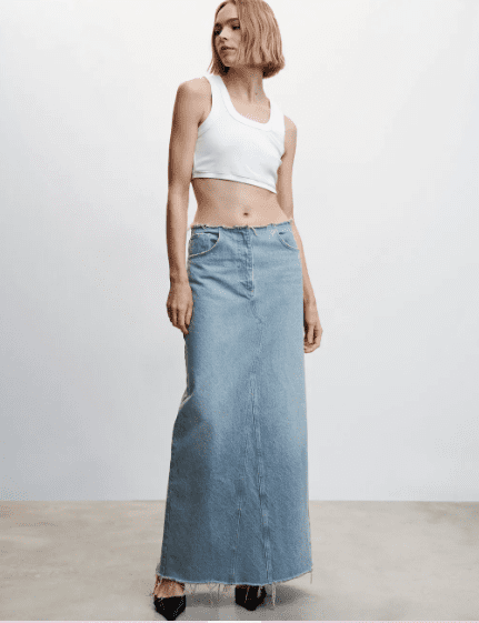 Falda mango larga denim