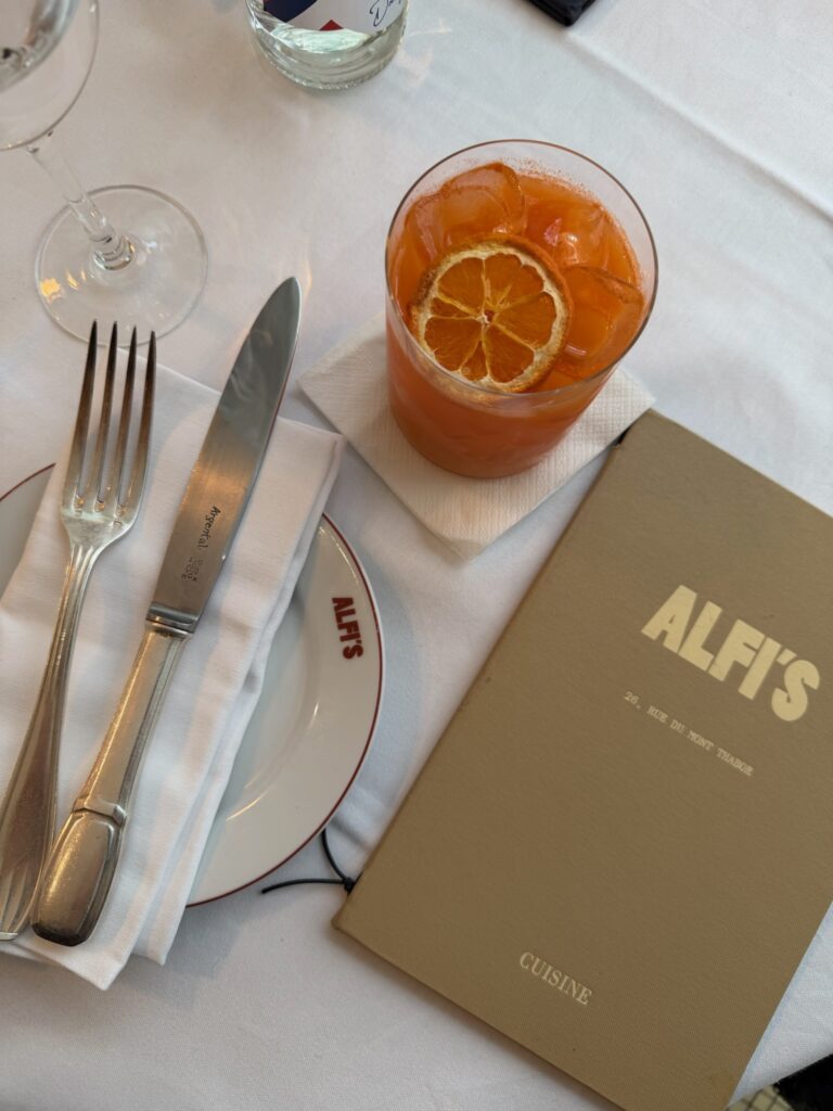 Carrot orange apple ginger juice at Alfi’s Paris