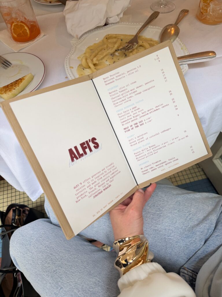 Alfi’s Paris menu Italian restaurant dishes selection
